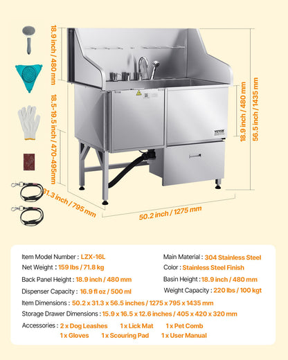 VEVOR Stainless Steel Dog Washing Station