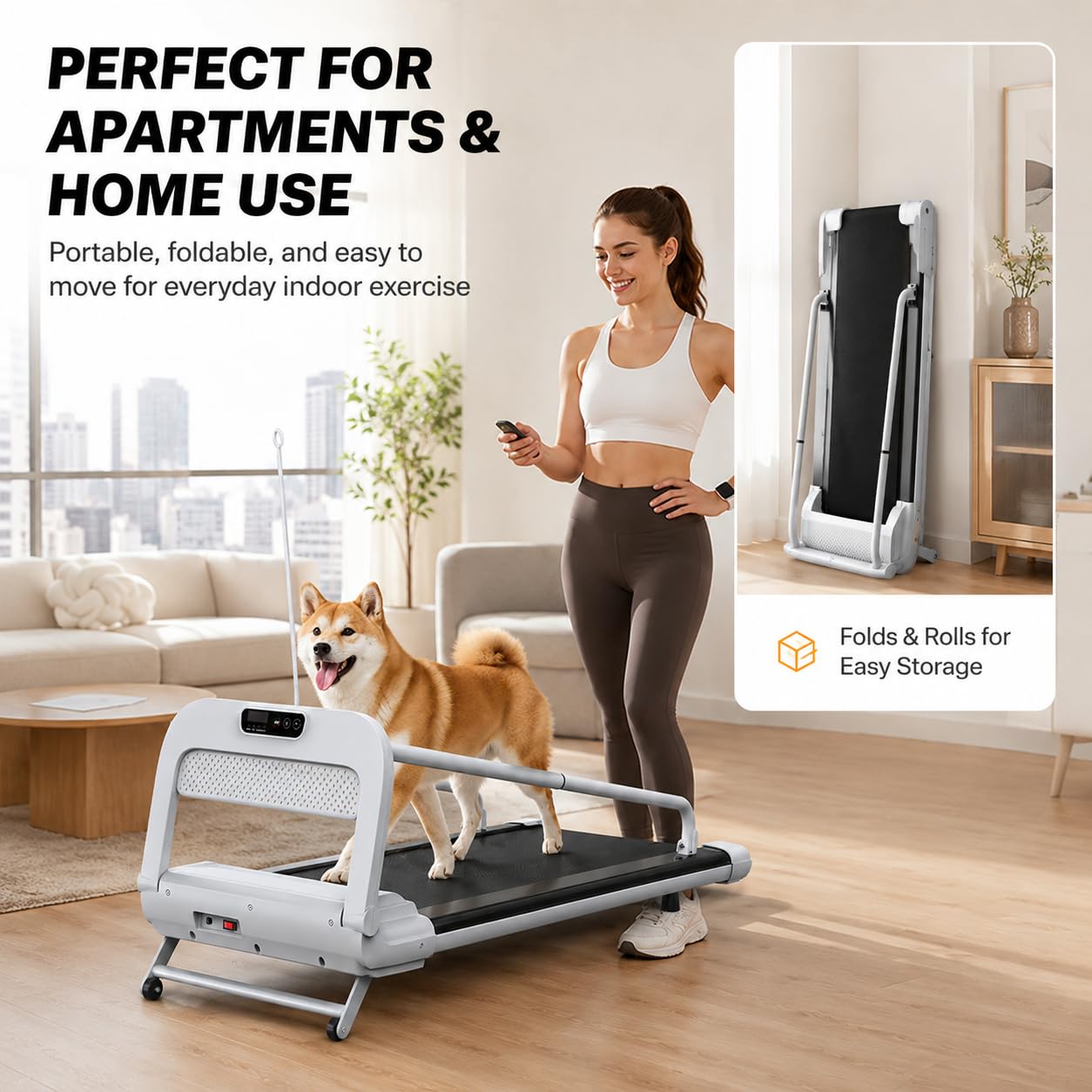 2-in-1 Folding Dog & Human Treadmill with Quiet 2.5HP Motor
