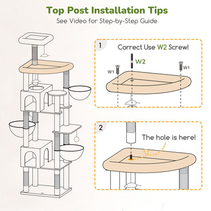 82-Inch Heavy-Duty Cat Tree with Condos, Perches & Baskets