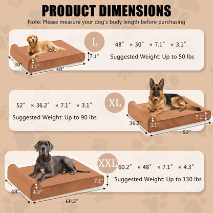 Rexlebo Orthopedic Dog Beds for Large Dogs, Memory Foam Dog Bed