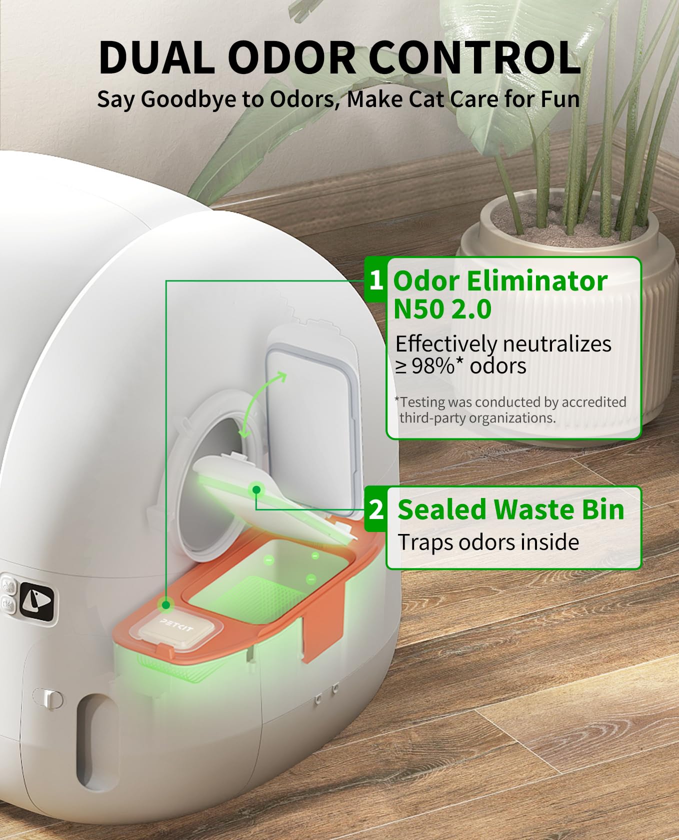 Automatic Self-Cleaning Cat Litter Box with App & Sensors