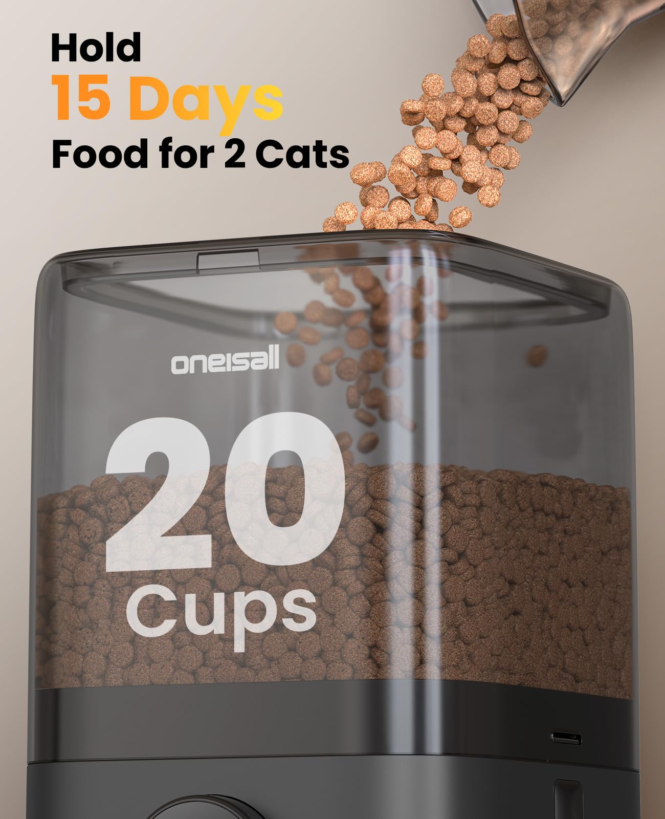 5L Dual-Bowl Automatic Cat Feeder for Two Cats