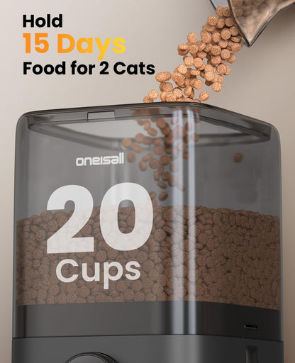 5L Dual-Bowl Automatic Cat Feeder for Two Cats
