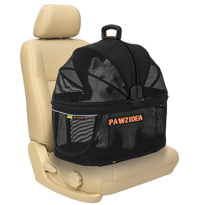Collapsible Soft-Sided Dog Travel Crate with Metal Frame