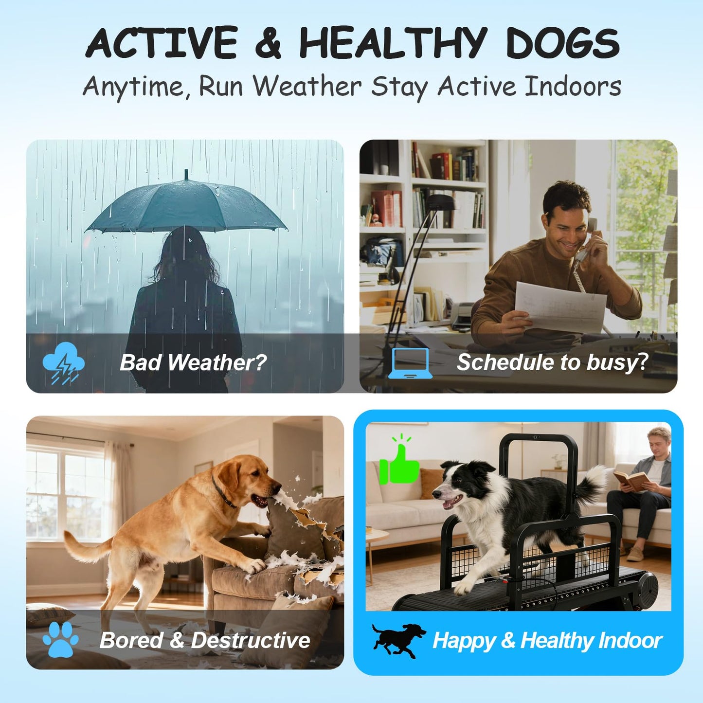 Adjustable Dog Treadmill with Brake, Speedometer & Incline