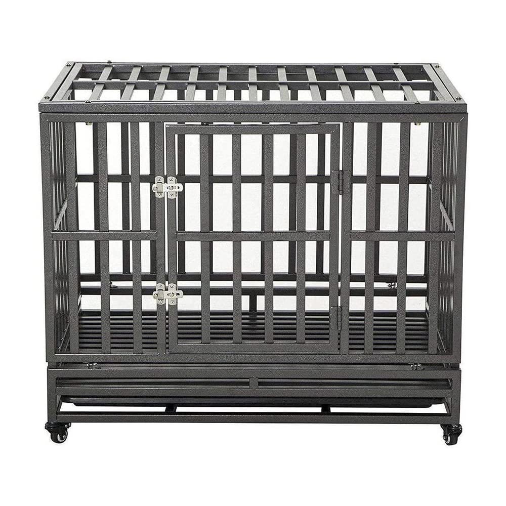 Heavy-Duty Metal Dog Crate with Wheels for Large Dogs