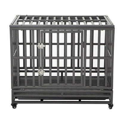 Heavy-Duty Metal Dog Crate with Wheels for Large Dogs