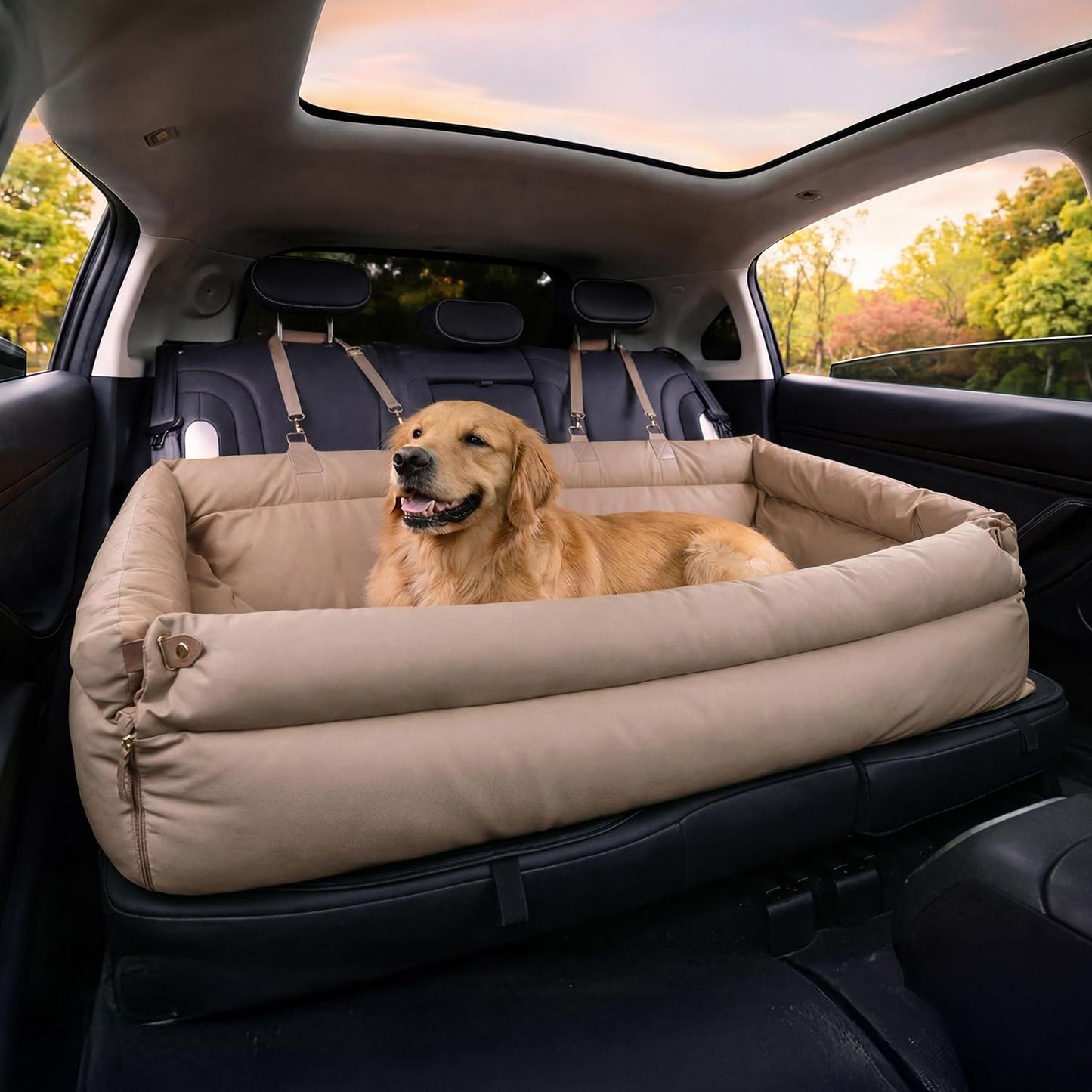 FUNNYFUZZY Dog Car Seat for Large Medium Dogs, Safety Booster Seats