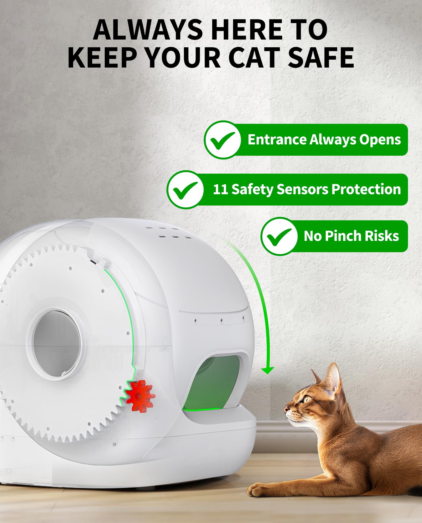 Automatic Self-Cleaning Cat Litter Box with App & Sensors