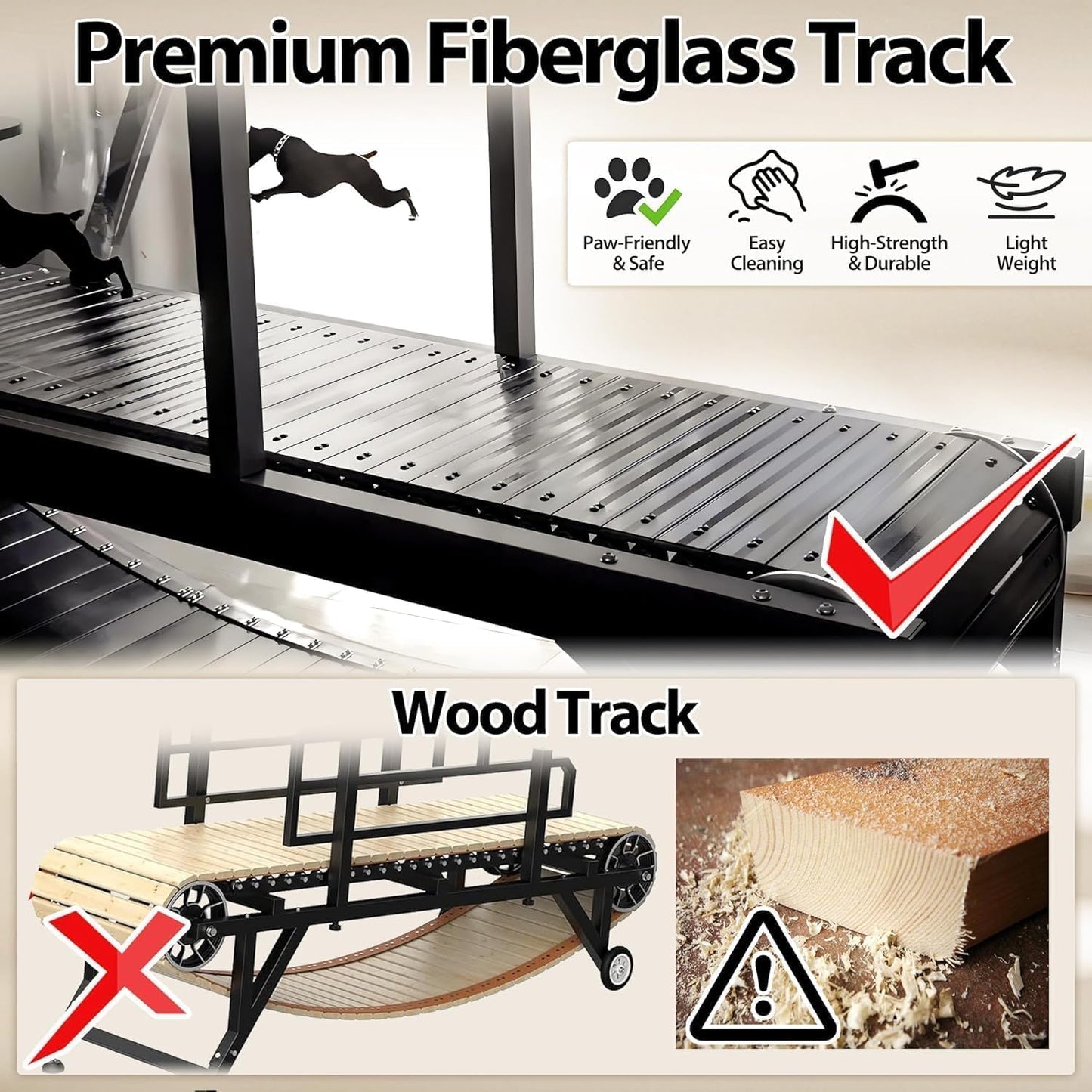 Non-Motorized Dog Slat Treadmill with Brake up to 300 lbs