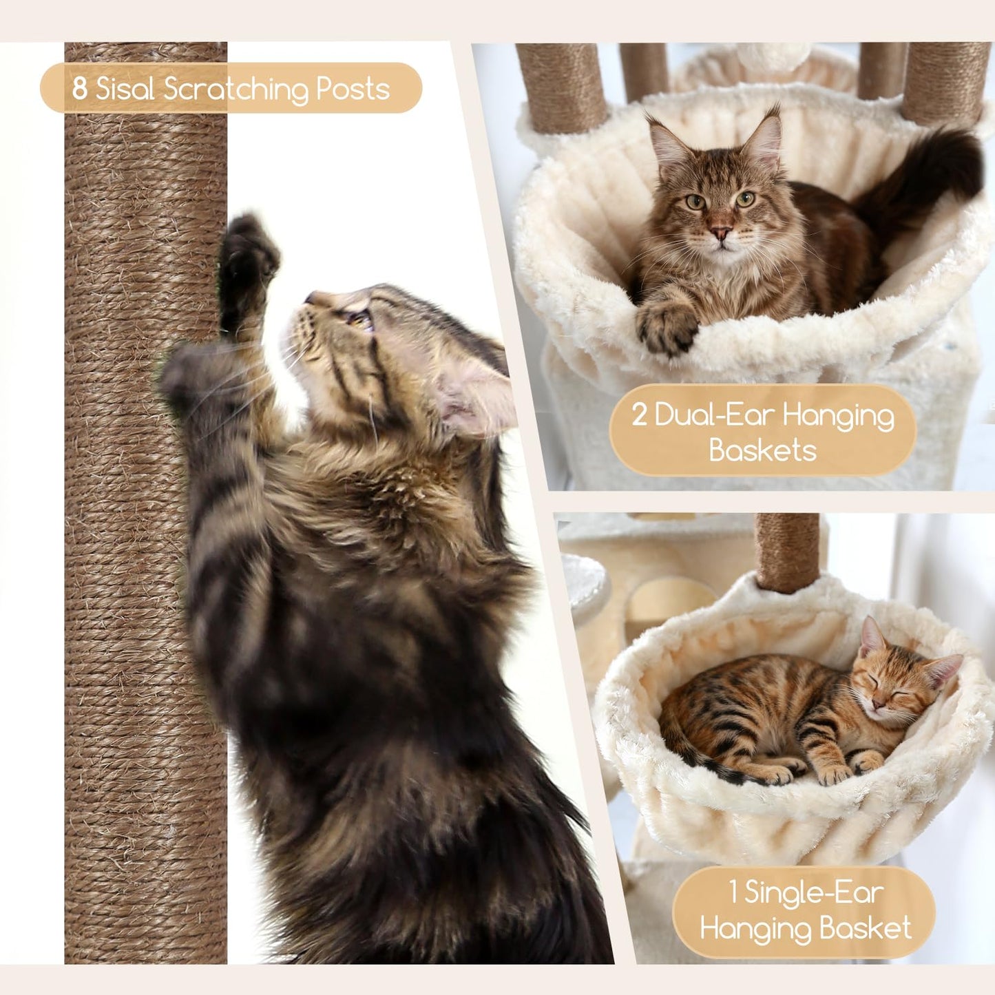 82-Inch Heavy-Duty Cat Tree with Condos, Perches & Baskets