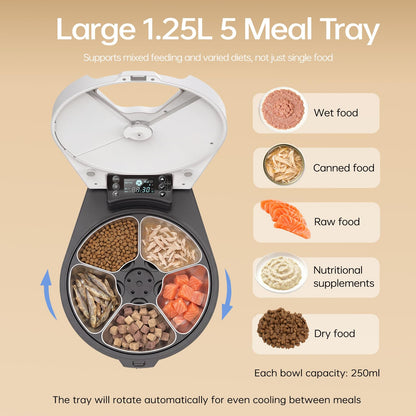 5-Meal Refrigerated Automatic Wet Food Cat Feeder