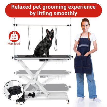 Electric Height-Adjustable Dog Grooming Table with Organizer