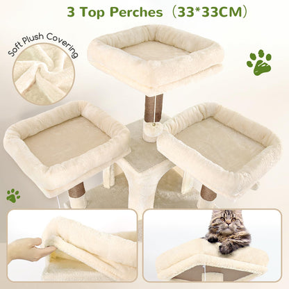 80-Inch XXL Cat Tower with Condos, Hammock & Multiple Perches