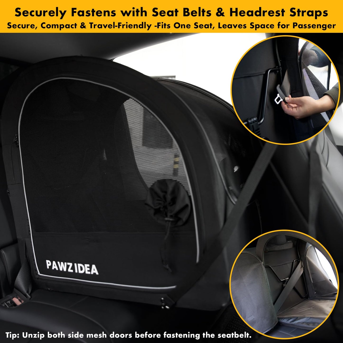 Collapsible Soft-Sided Dog Travel Crate with Metal Frame