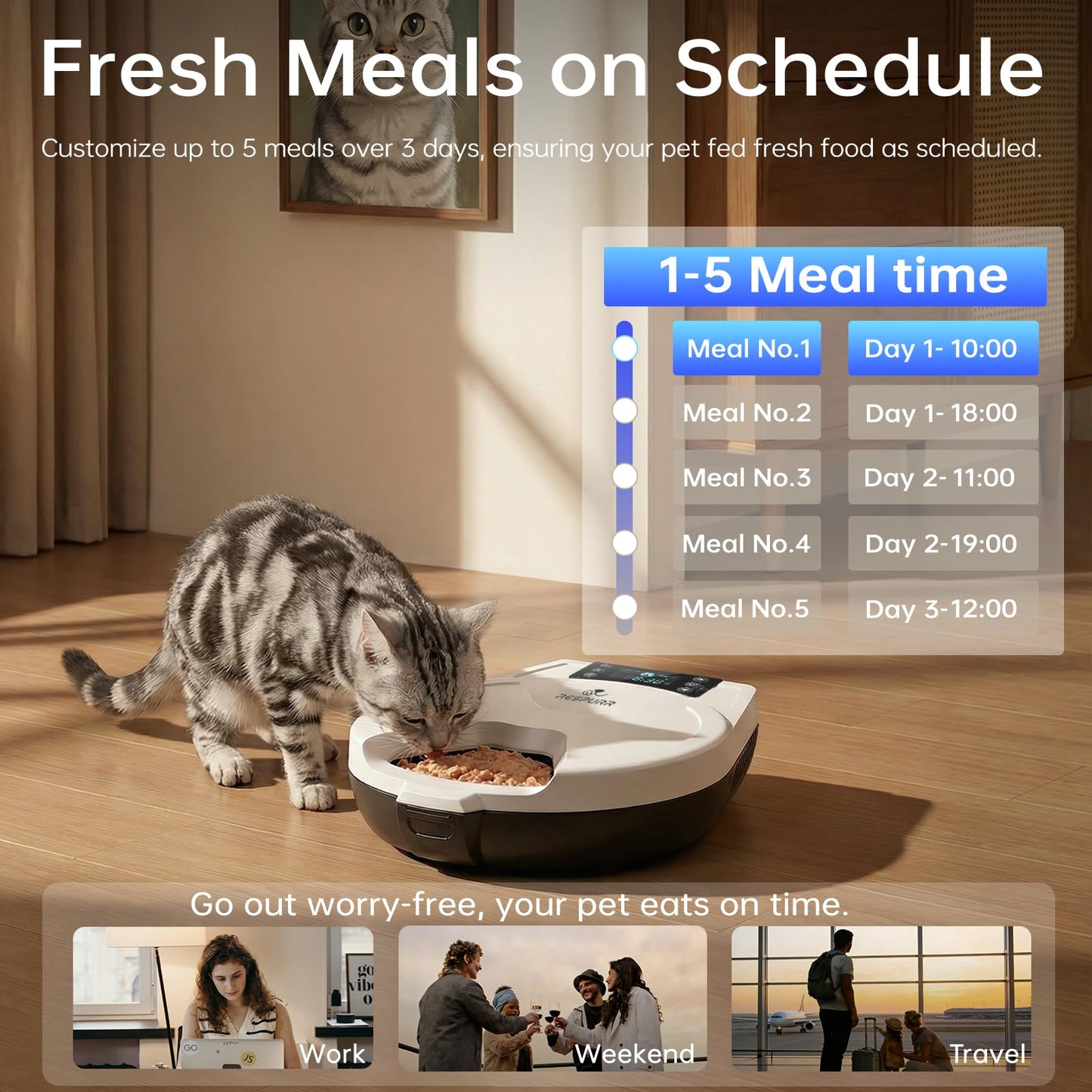 5-Meal Refrigerated Automatic Wet Food Cat Feeder