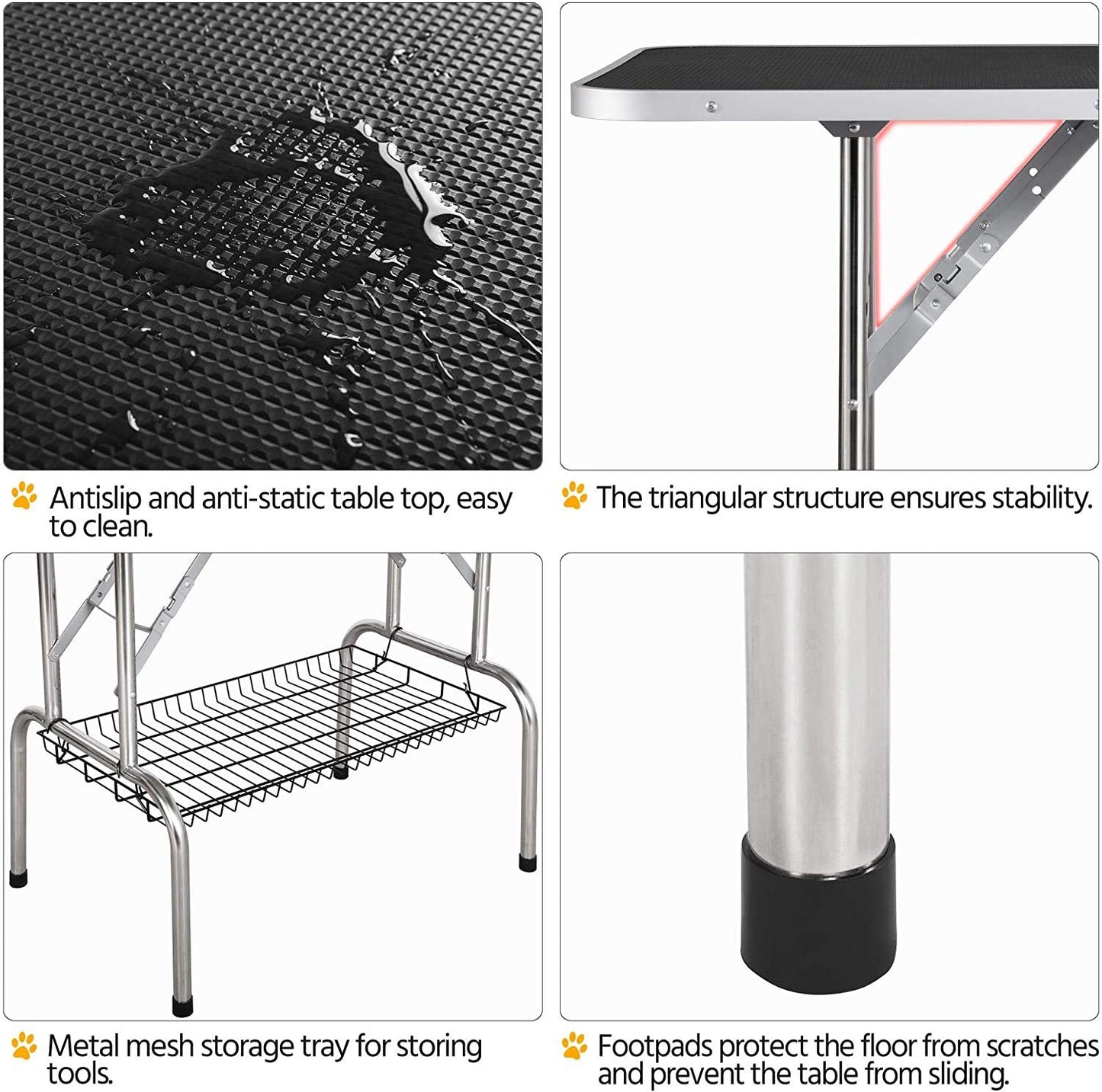 Foldable Professional Pet Grooming Table with Adjustable Arms