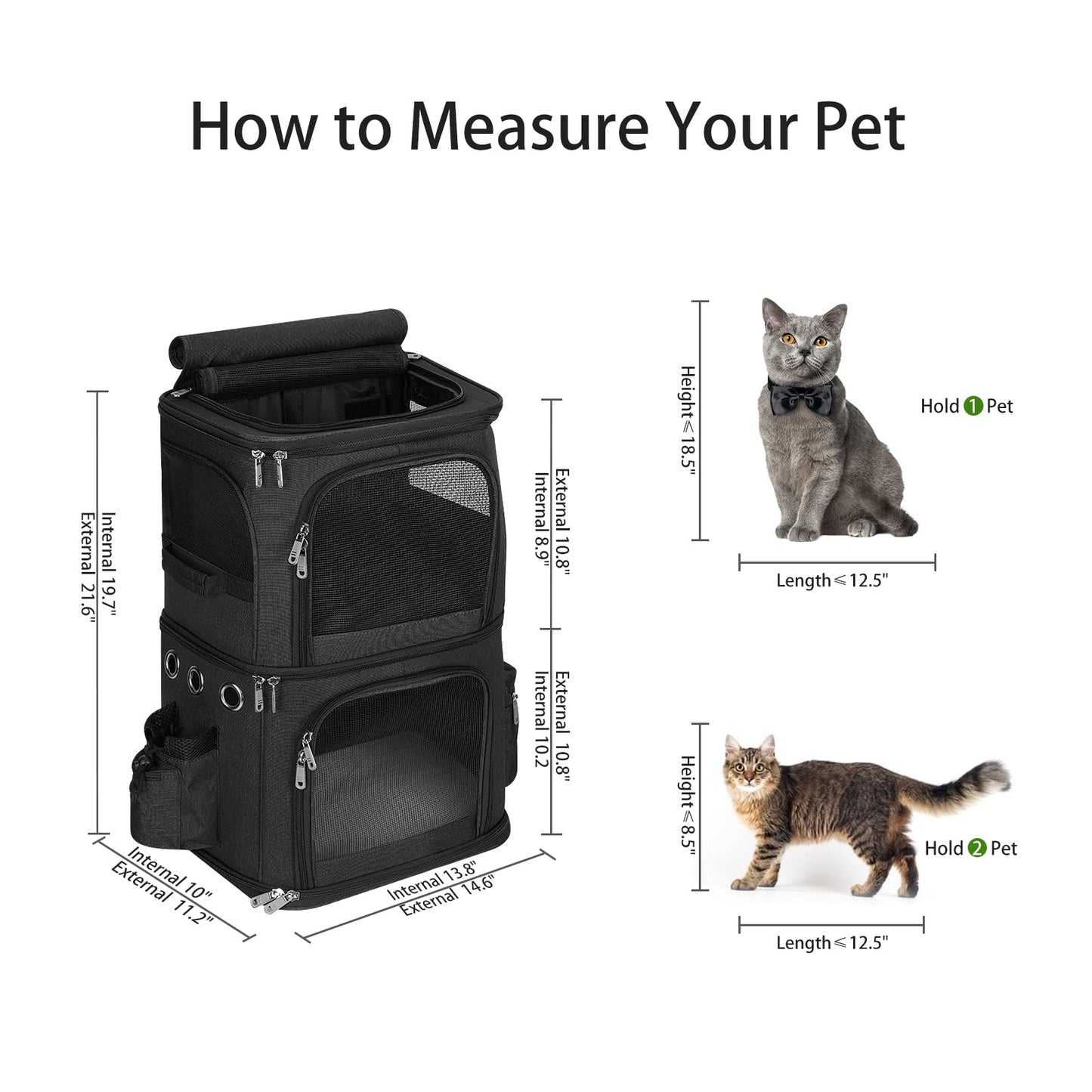 Double-Compartment Pet Carrier Backpack for Two Cats