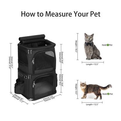 Double-Compartment Pet Carrier Backpack for Two Cats