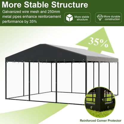 118-Inch Heavy-Duty Outdoor Dog Kennel with Weatherproof Roof