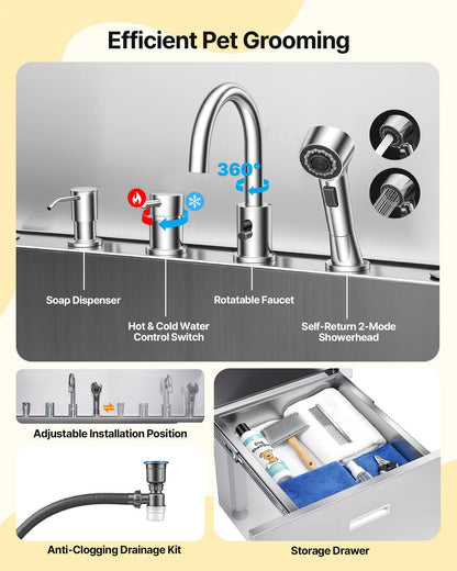 VEVOR Stainless Steel Dog Washing Station