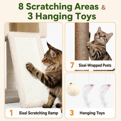 83-Inch Heavy-Duty Cat Tower with Multi-Level Condo & Perches