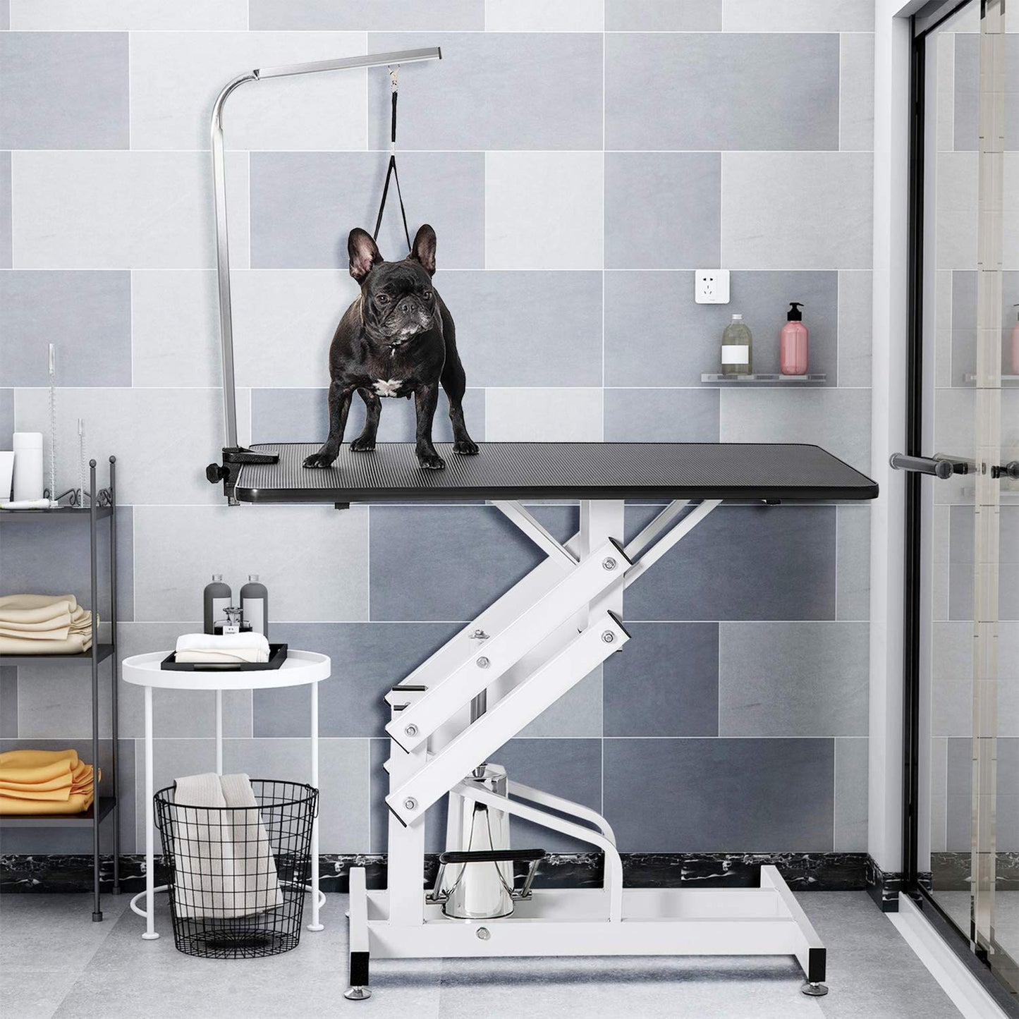Foldable Professional Pet Grooming Table with Adjustable Arms
