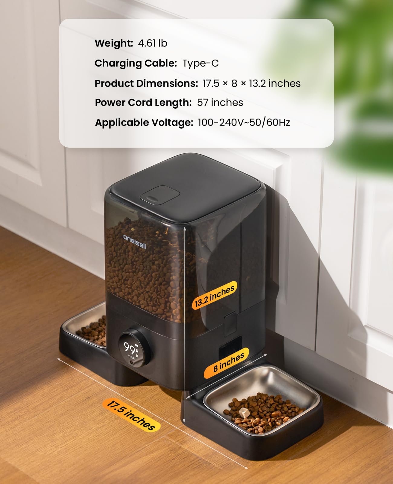 5L Dual-Bowl Automatic Cat Feeder for Two Cats