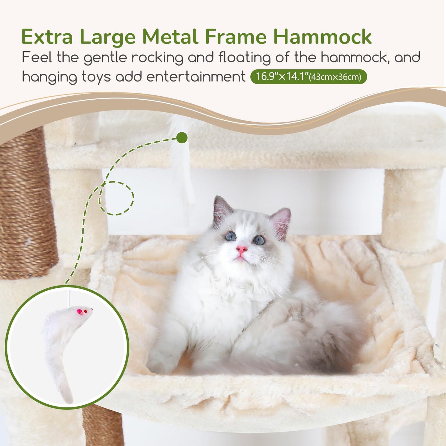 70-Inch Heavy-Duty Cat Tree with Condo, Hammock & Scratcher