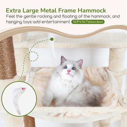 70-Inch Heavy-Duty Cat Tree with Condo, Hammock & Scratcher