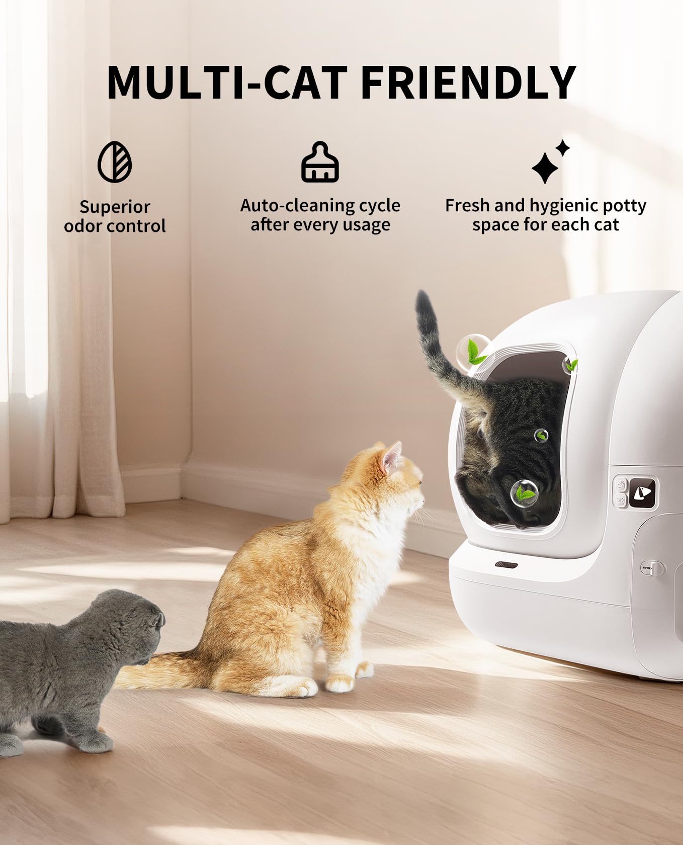 Automatic Self-Cleaning Cat Litter Box with App & Sensors