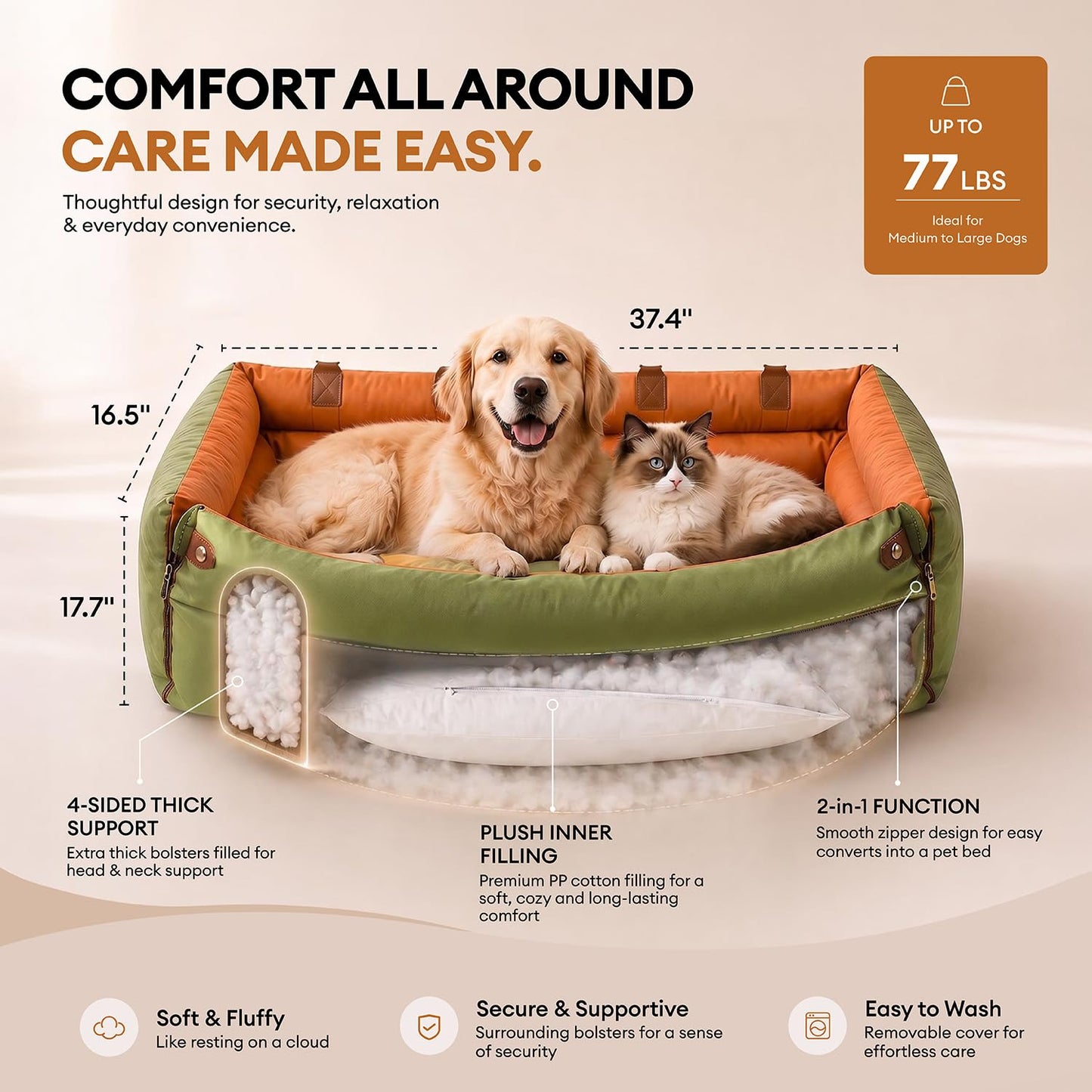 FUNNYFUZZY Dog Car Seat for Large Medium Dogs, Safety Booster Seats