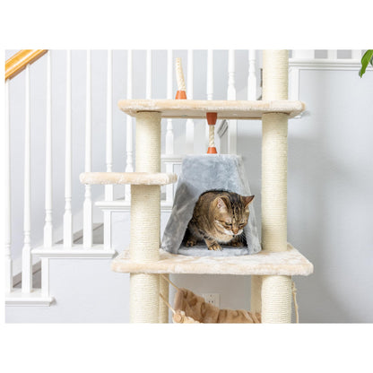 65-Inch Real Wood Cat Tree with Multi-Level Condo