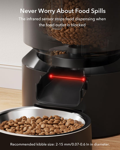 5L Automatic Cat Feeder with Dual Stainless Steel Bowls