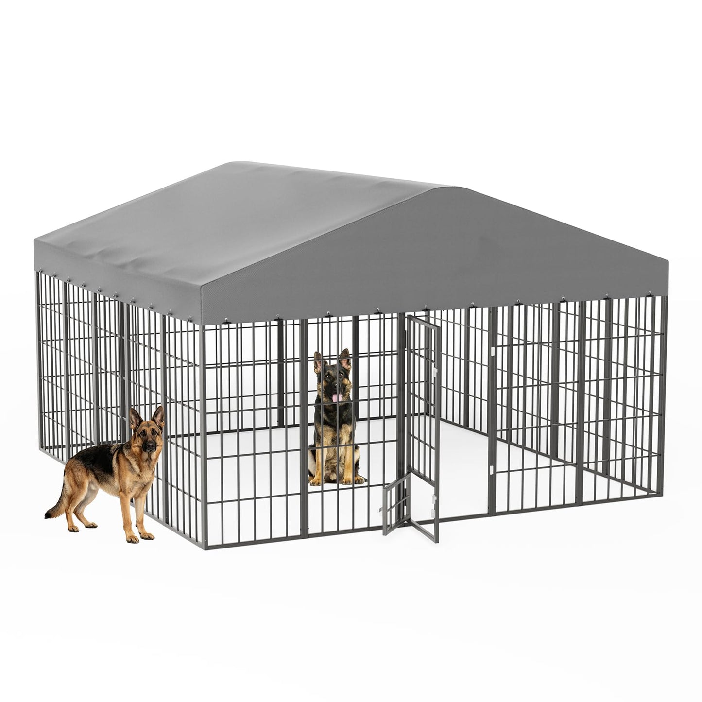 118-Inch Heavy-Duty Outdoor Dog Kennel with Weatherproof Roof