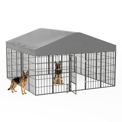 118-Inch Heavy-Duty Outdoor Dog Kennel with Weatherproof Roof