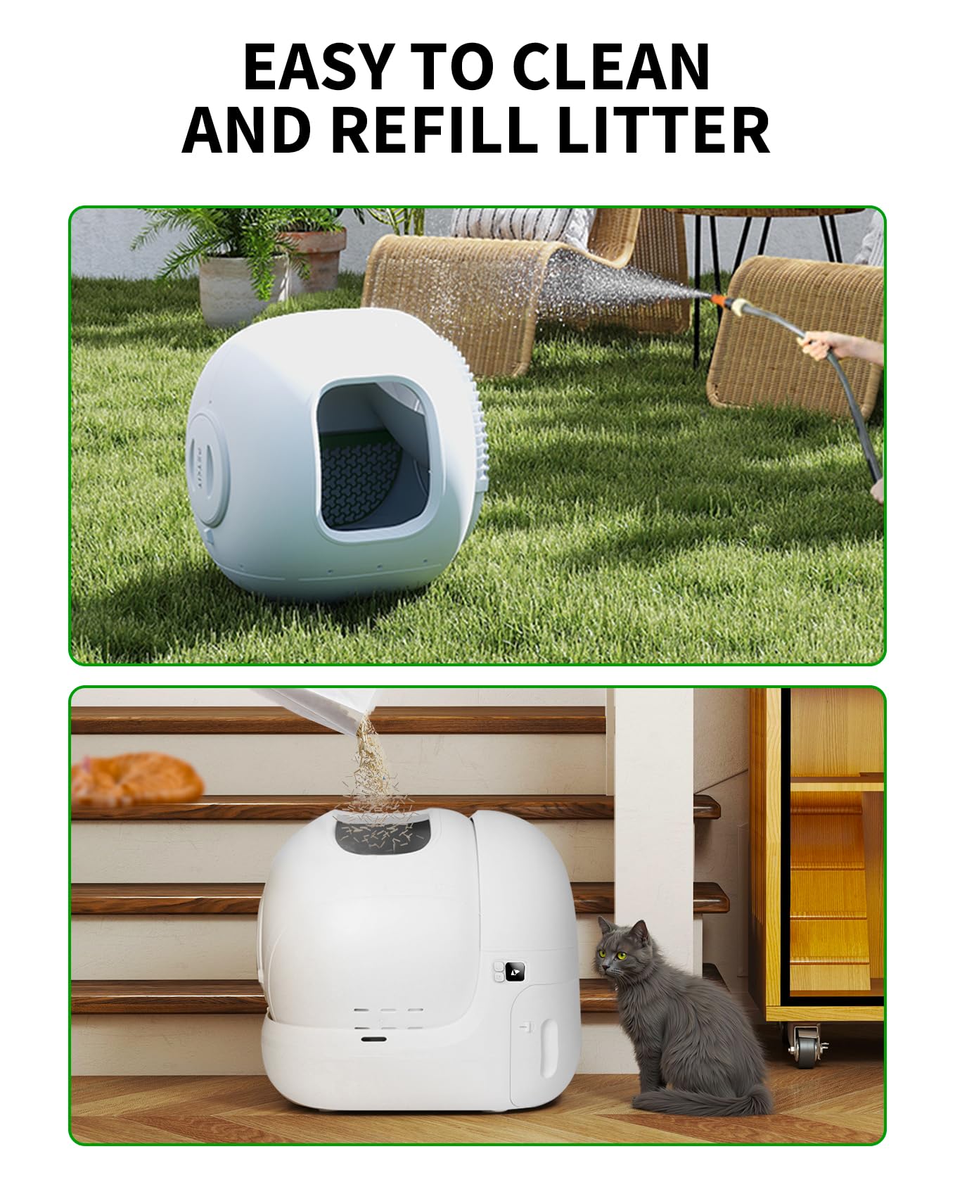 Automatic Self-Cleaning Cat Litter Box with App & Sensors