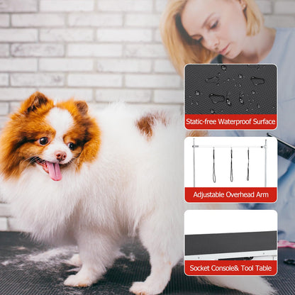 Electric Height-Adjustable Dog Grooming Table with Organizer