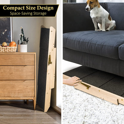 Foldable Wooden Pet Stairs & Ramp with Carpeted Steps