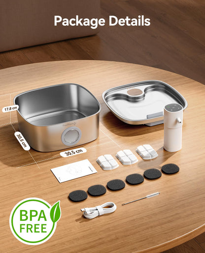 8L Cordless Stainless Steel Dog Water Fountain with Sensor