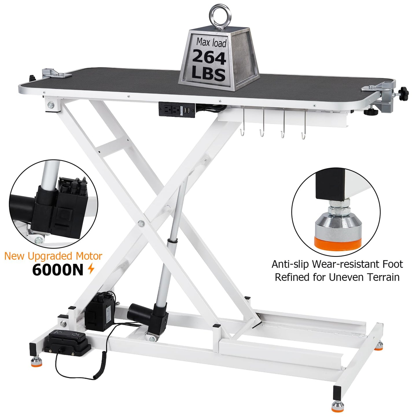 Electric Height-Adjustable Dog Grooming Table with Organizer