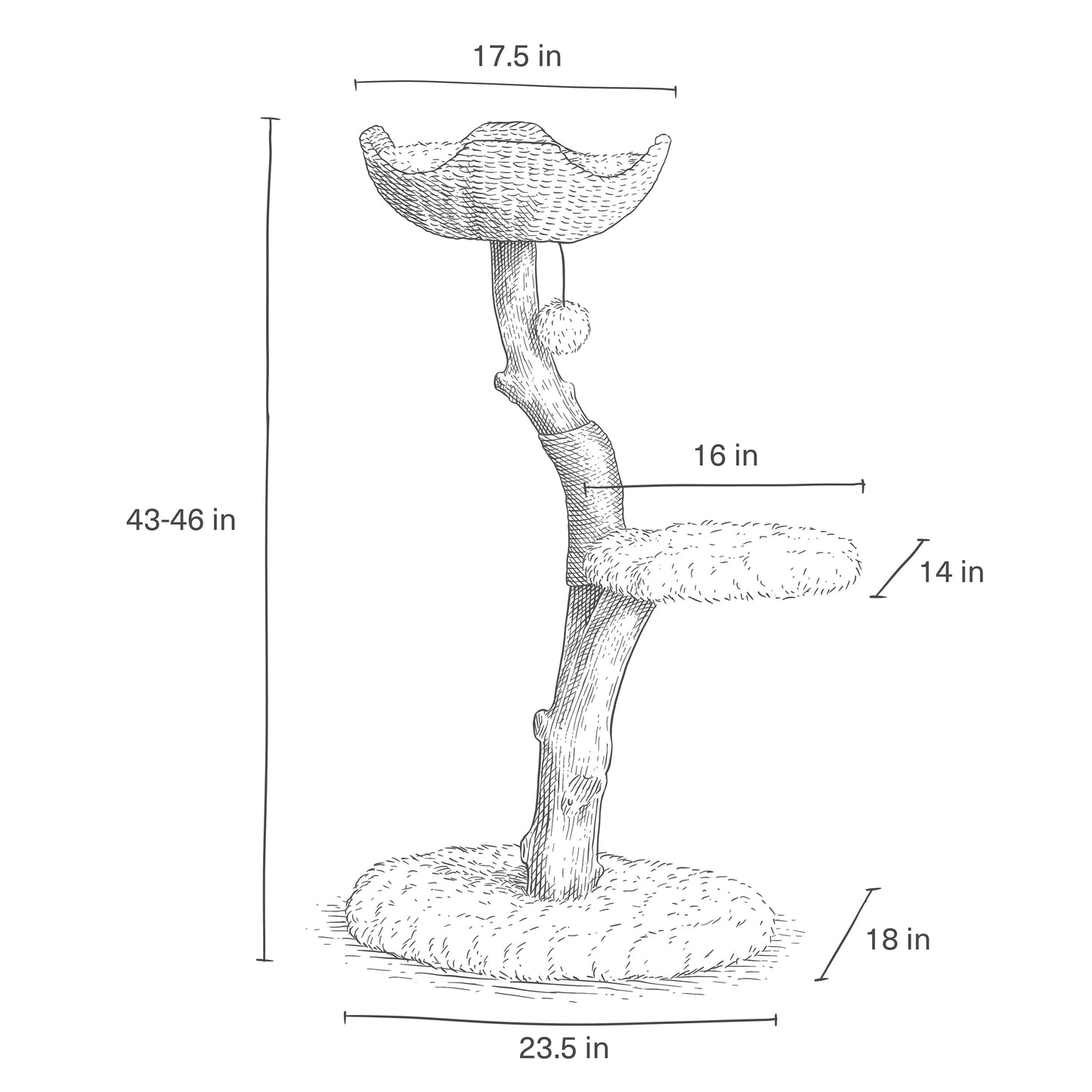 Modern Real Wood Cat Tree Tower with Condo and Climbing Branch