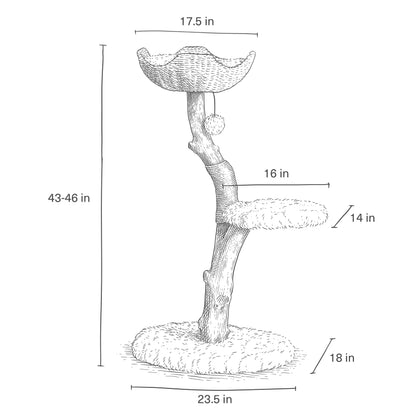 Modern Real Wood Cat Tree Tower with Condo and Climbing Branch