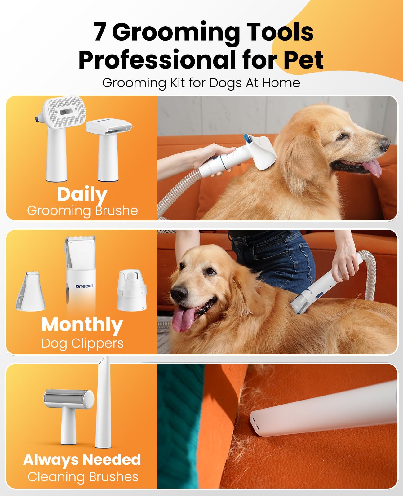 oneisall Dog Grooming Vacuum Kits with Clipper