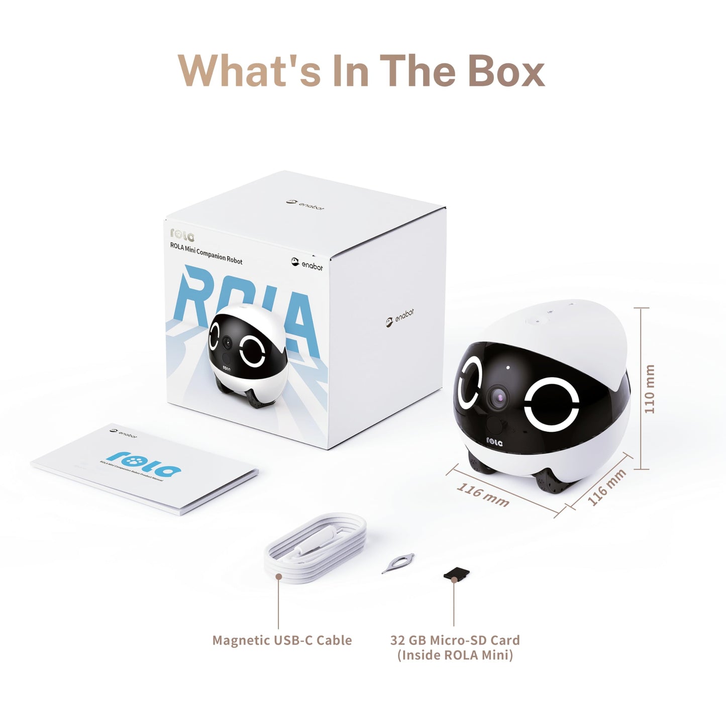 Enabot EBO ROLA Mini Pet Camera Robot: 2K FamilyBot Mobile Home Companion