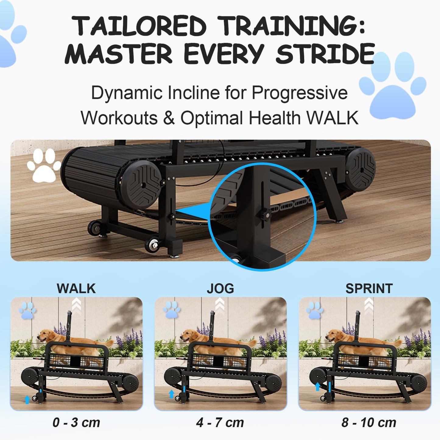 Adjustable Dog Treadmill with Brake, Speedometer & Incline