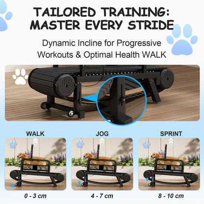 Adjustable Dog Treadmill with Brake, Speedometer & Incline