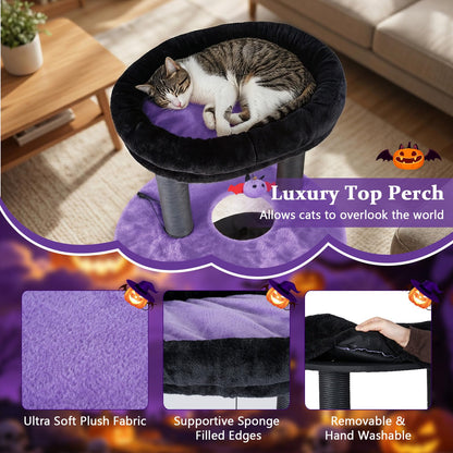 60-Inch Gothic Cat Tree with Condo, Beds & Scratching Posts