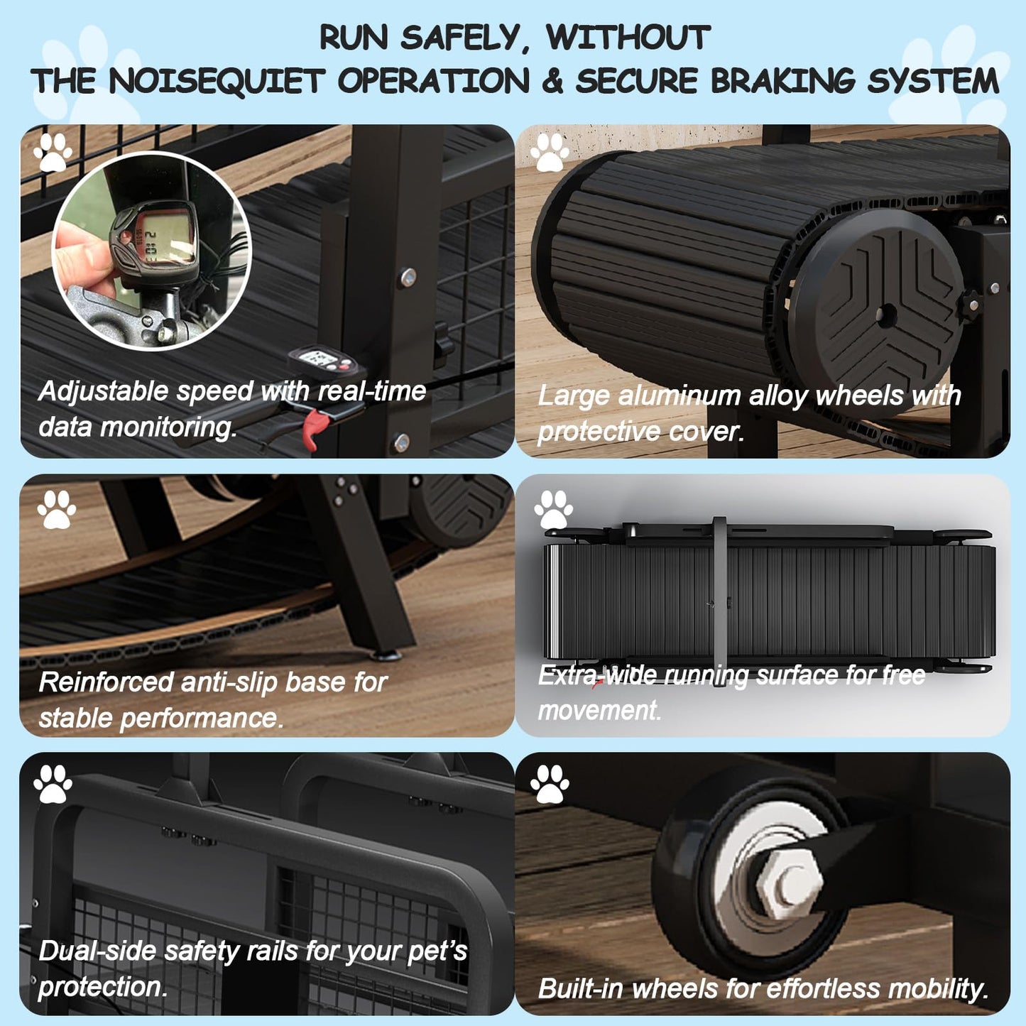 Adjustable Dog Treadmill with Brake, Speedometer & Incline