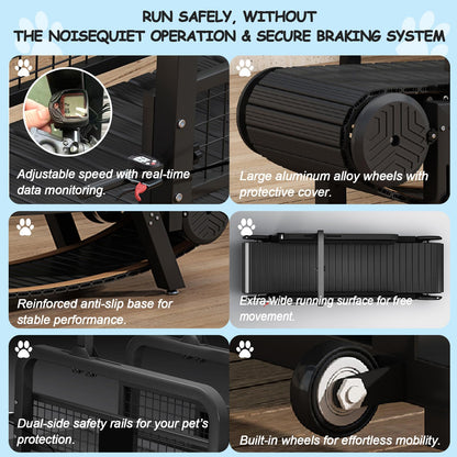 Adjustable Dog Treadmill with Brake, Speedometer & Incline